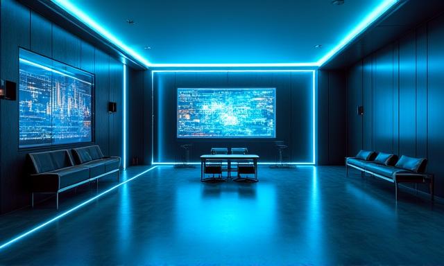 Umbral AI London HQ interior with futuristic lighting